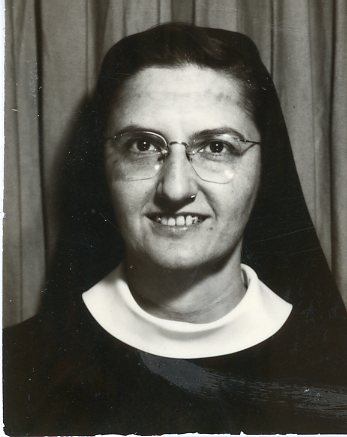 black and white photo of sister joan emily kaul in habit