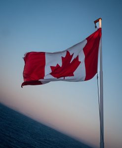 image of Canadian flag waving in the air