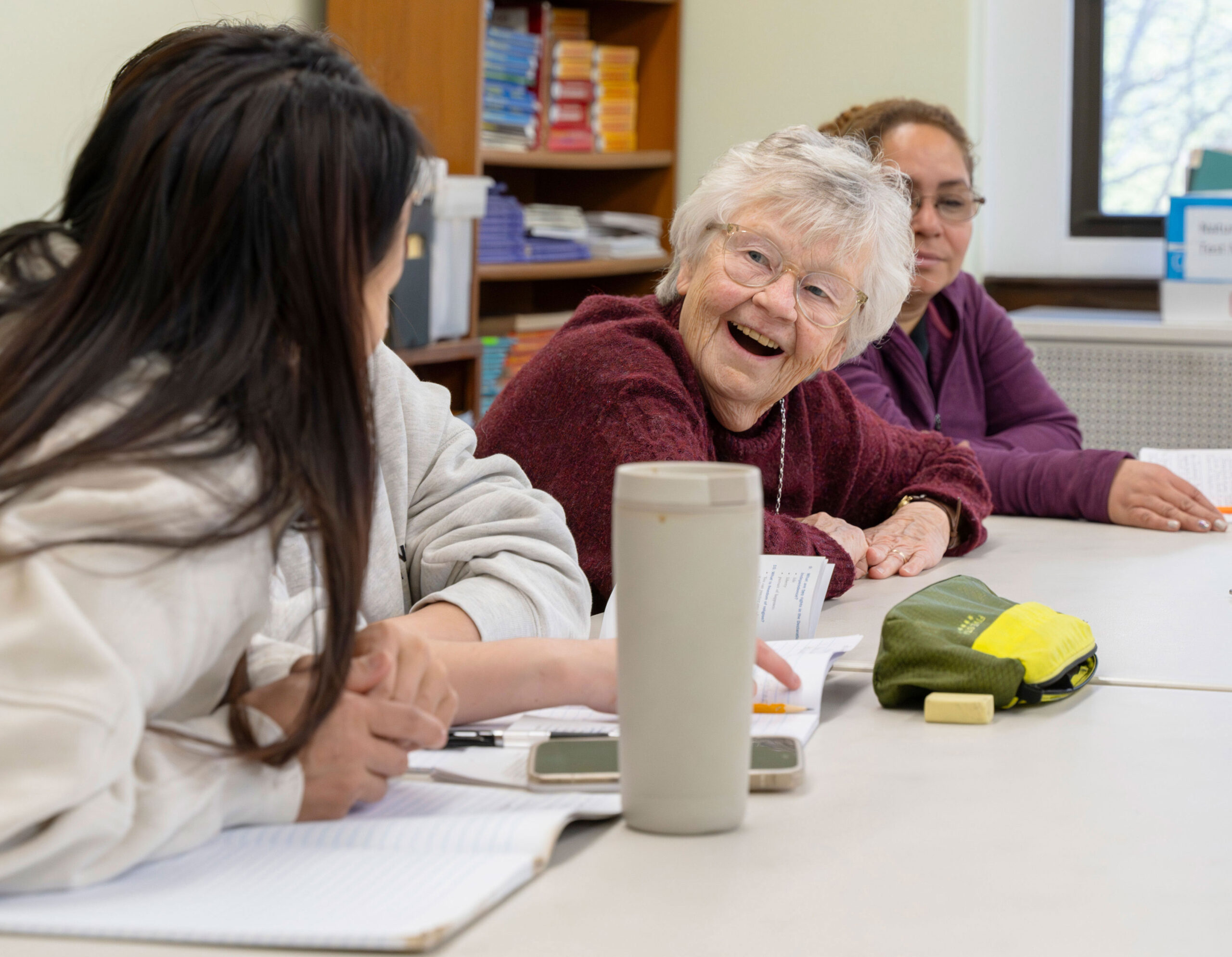 Sister Cathy Feeney teaches ELA writing and citizenship prep at SSND Educational Center.