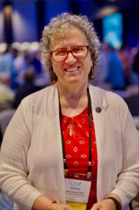 Sister Debra Sciano is seen at the LCWR assembly in Atlanta Aug. 15 shortly after becoming president-elect.