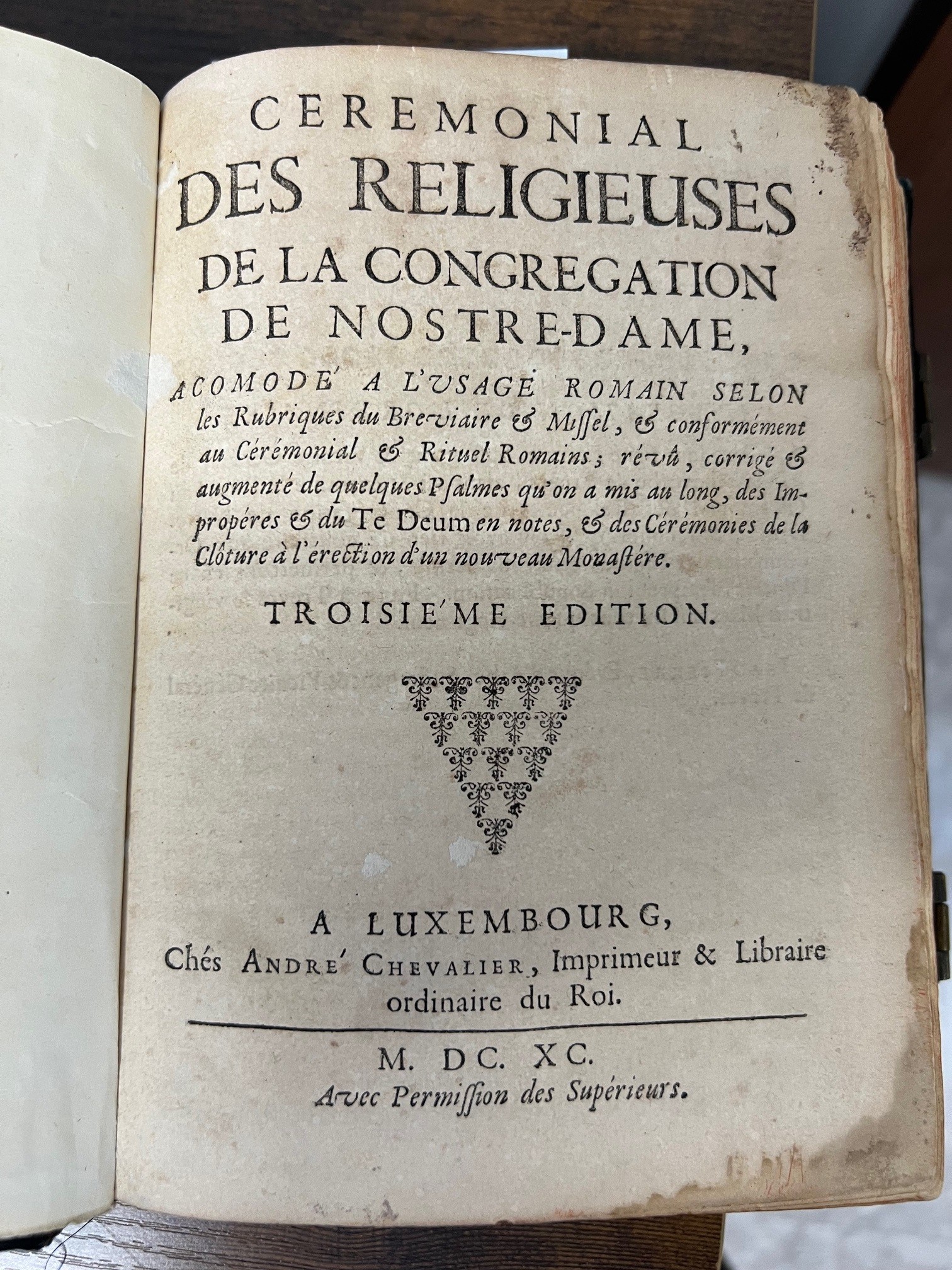 A ceremonial book printed in 1690