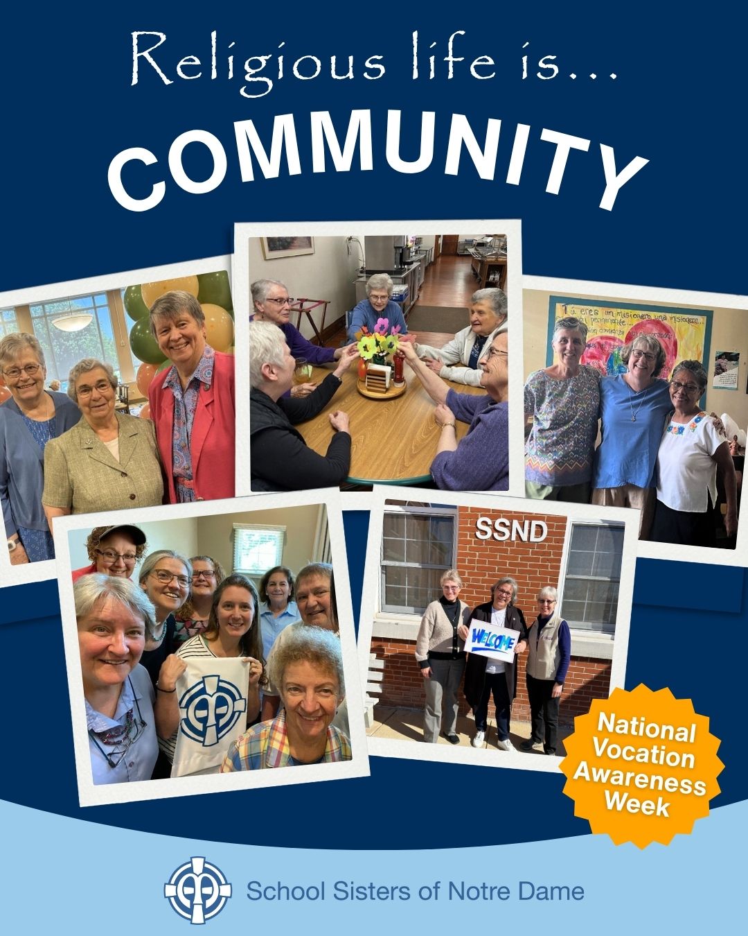 National Vocation Awareness Week graphic: Religious Life is...COMMUNITY