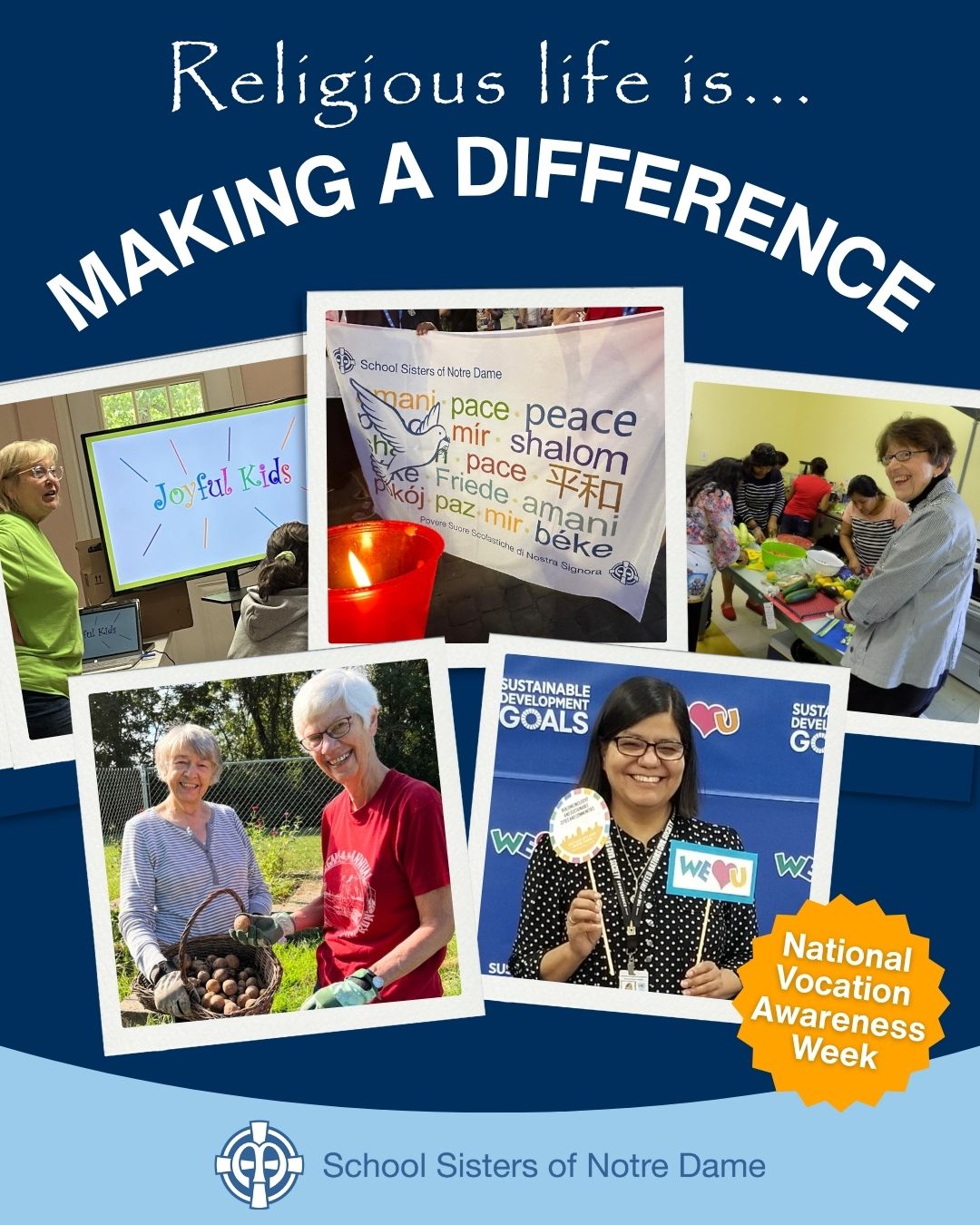 National Vocation Awareness Week graphic: Religious Life is...MAKING A DIFFERENCE