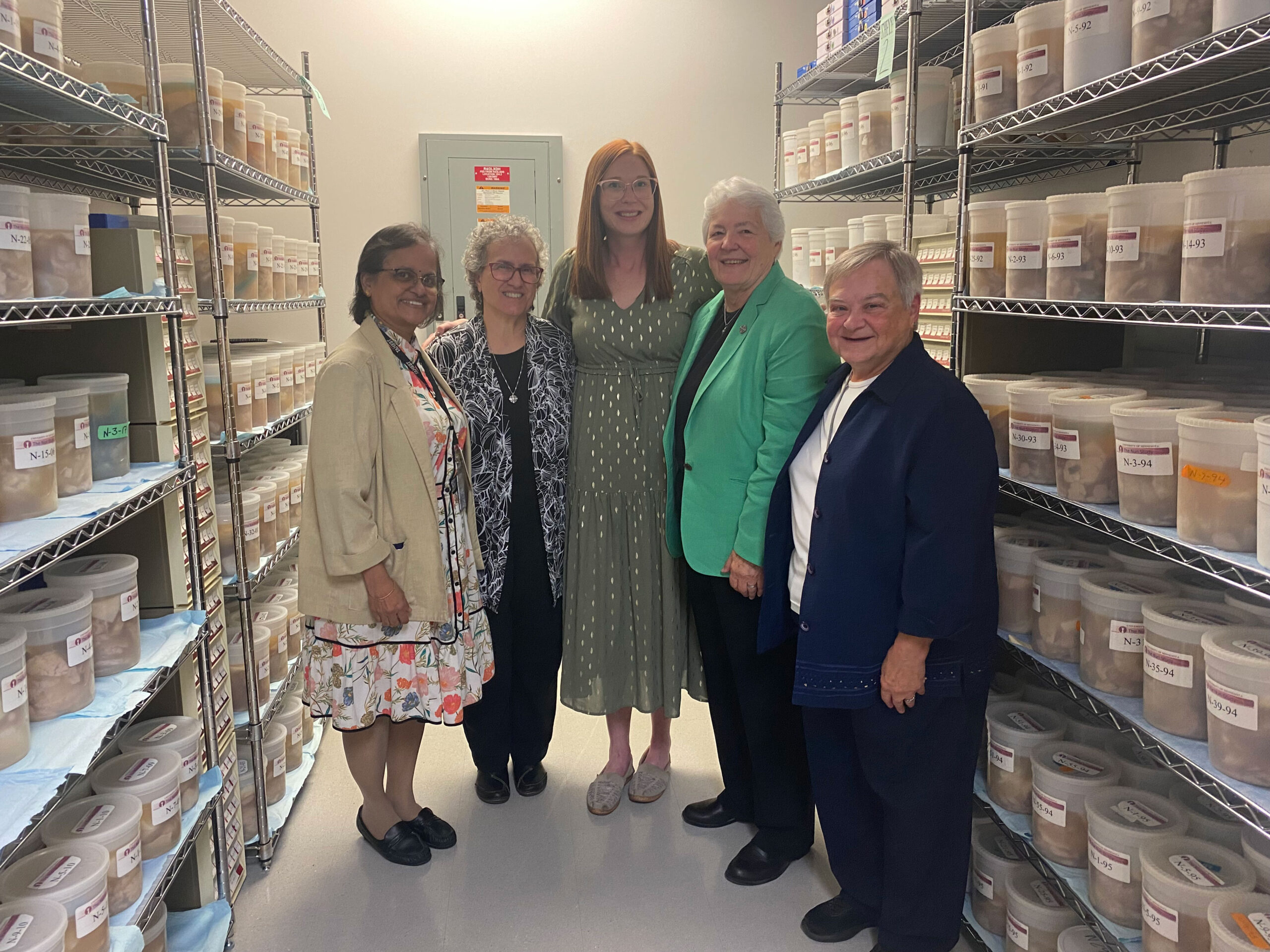 People stand in brain bank.