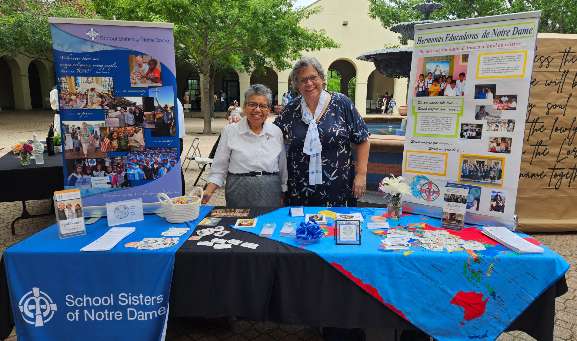Sister Maria Gomez and Sister Bridget Waldorf represent SSND at a vocation event at St. Ann parish in Coppell, Texas. 